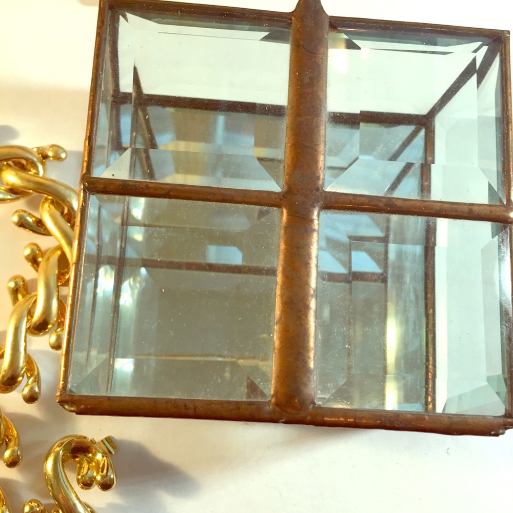 Vintage antique crystal and bronze jewelry box